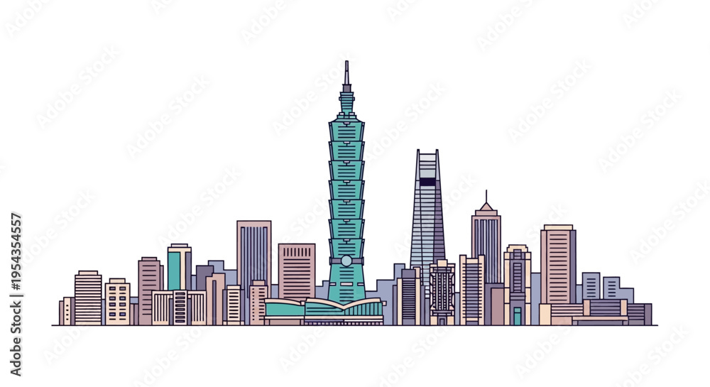 Fototapeta premium City Skyline with Tall Skyscrapers 1.