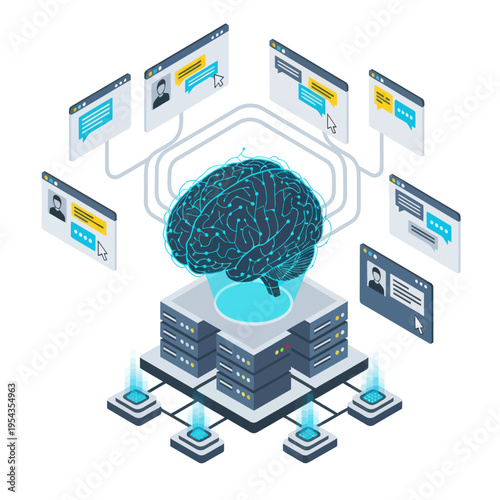 AI Brain Network - Artificial Intelligence Connecting Data and Information.