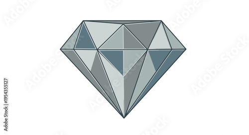 Brilliant Cut Gemstone, Faceted Diamond Illustration