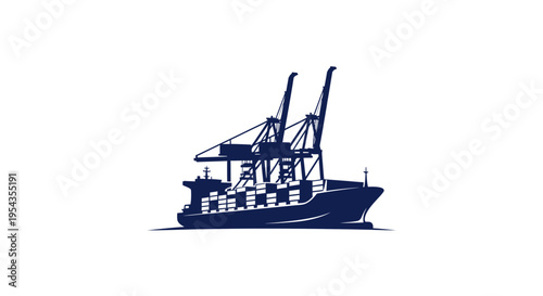 Cargo Ship at Sea, Commercial Vessel Transporting Goods