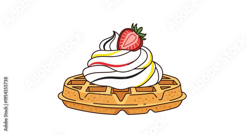 Delicious Waffle with Whipped Cream Topping.