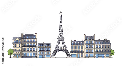 Eiffel Tower Paris France Landmark Icon.