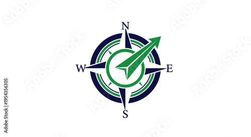 Compass Navigation Symbol with Cardinal Directions - Modern Design