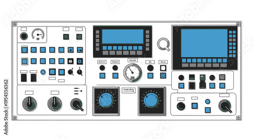 Complex Control Panel Interface Technology Illustration