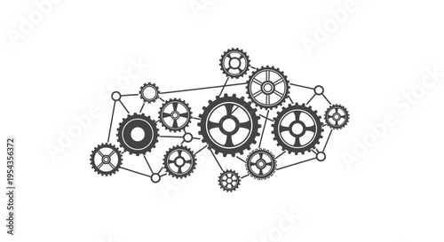 Complex Machinery Network - Interconnected Gears and Cogs
