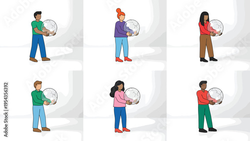 Diverse Group Holding Large Blank Discs - Value, Contribution, and Teamwork Concept