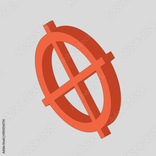 Euro Currency Symbol 3D Rendering Orange.