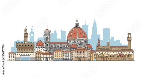 Illustration of Florence Cathedral Italy.