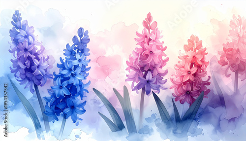 Watercolor Hyacinth Drift