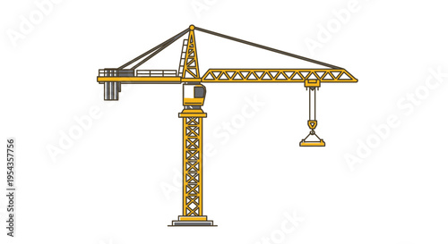 Construction Tower Crane Lifting Heavy Loads at Building Site