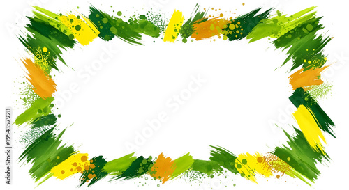 A vibrant green and yellow abstract frame on a 2026 soccer world championship green and yellow, brazil participation