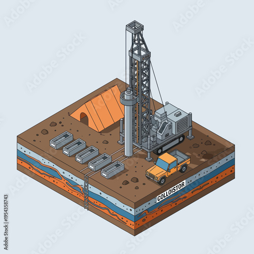 Oil Rig Platform with Drilling Equipment.
