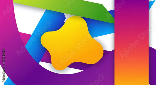 Wallpaper Mural Vibrant Abstract Background with Layered Geometric and Fluid Shapes in Diverse Colors Torontodigital.ca