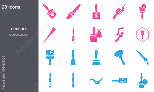 20 flat design vector icons set for beauty, music, and e-commerce isolated on dark background