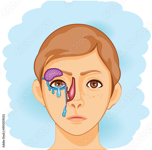 Lacrimal Gland and Tear Duct System Medical Illustration