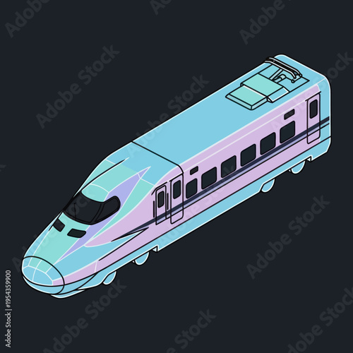 Futuristic Train with Neon Lights.