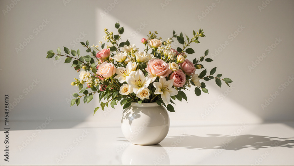 custom made wallpaper toronto digitalElegant Floral Arrangement with Roses and Lilies in Natural Light