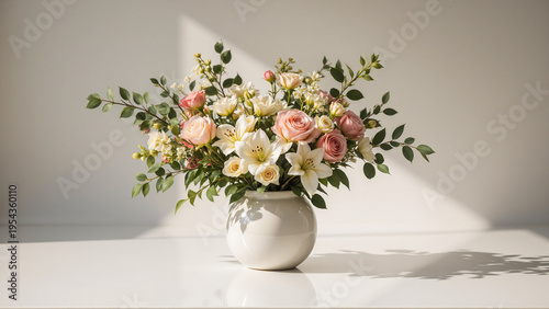 Wallpaper Mural Elegant Floral Arrangement with Roses and Lilies in Natural Light Torontodigital.ca