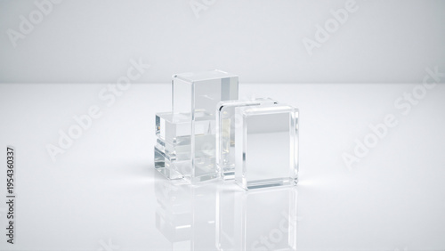 Wallpaper Mural Clear Ice Cubes Scattered on a White Surface Torontodigital.ca