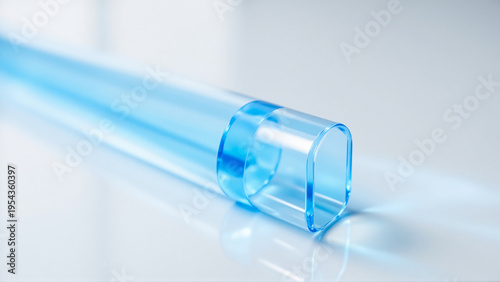 Wallpaper Mural Close-up of a transparent blue plastic tube on a white background Torontodigital.ca