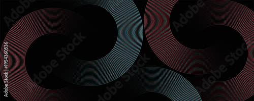 Elegant Abstract Vector Background with Dark Circles and Fine Luminous Lines. vector illustration