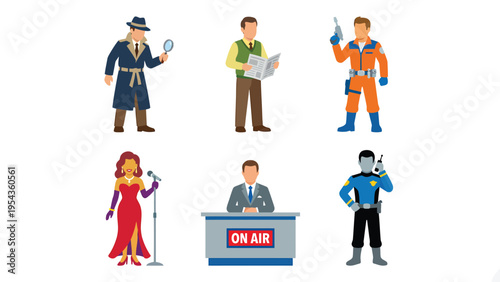 Diverse Professional People Characters Set. Vector Illustration of Various Career Occupations and Job Roles.