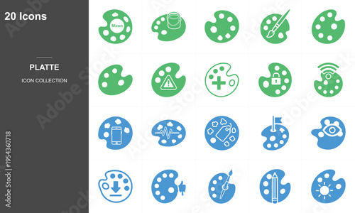 20 flat design eco-friendly technology icons set in green and blue vector illustration