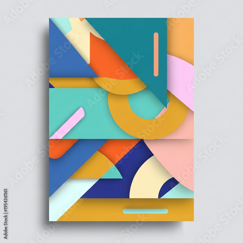 Wallpaper Mural Abstract Geometric Composition with Layered Colorful Shapes and Dynamic Design Torontodigital.ca
