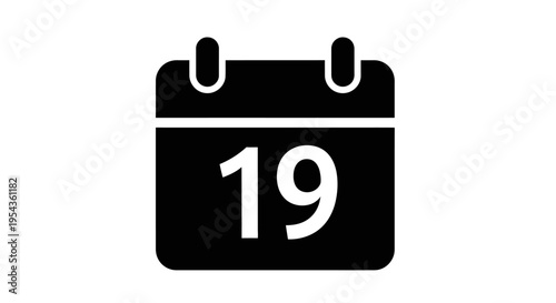 Black calendar icon with number 19.