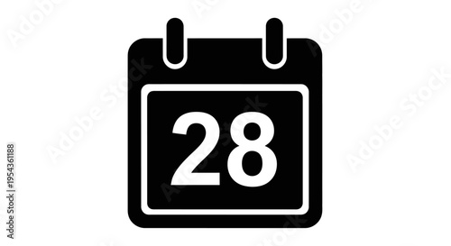 Black calendar icon with number 28.