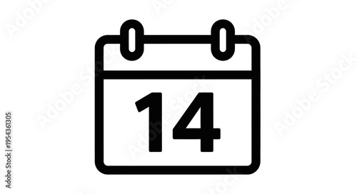 Calendar Page with Number Fourteen.