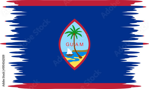 Guam flag with brush or torn paper effect in high quality