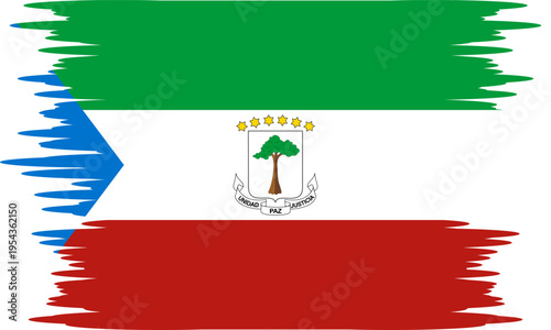 Equatorial Guinea flag with brush or torn paper effect in high quality