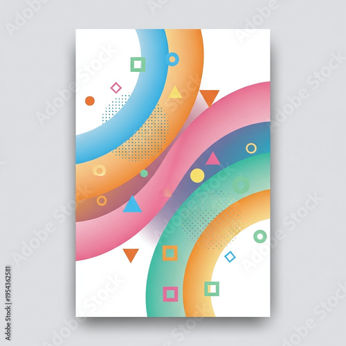 Wallpaper Mural Vibrant Abstract Design with Colorful Wavy Gradients and Geometric Shapes Creating a Playful Modern Background Torontodigital.ca