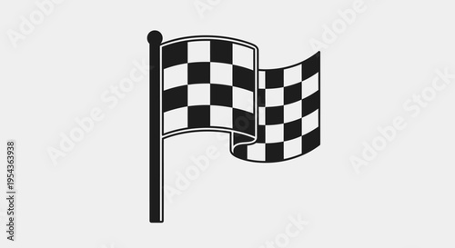 Checkered racing flag on pole.