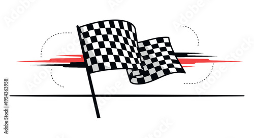 Checkered racing flags waving fast.