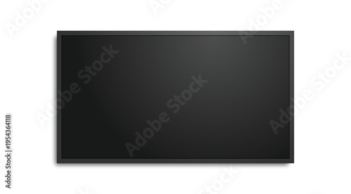 Black flat screen LED tv PNG isolated on transparent background, modern television monitor display mockup vector illustration