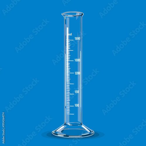 Clear Glass Laboratory Measuring Cylinder Isolated.