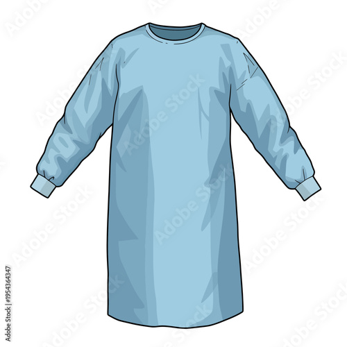 Light Blue Long Sleeved Medical Gown.