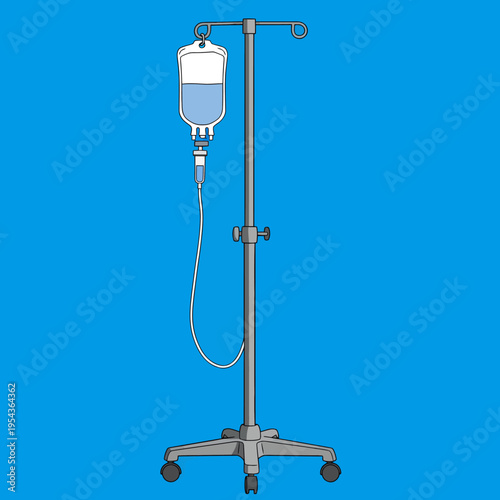 Medical IV Drip Stand with Bag.