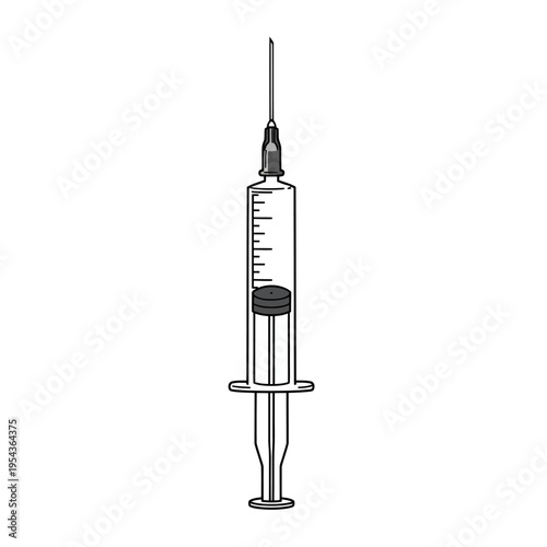 Medical Syringe with Needle and Liquid.