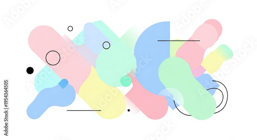 Wallpaper Mural Abstract Pastel Background with Overlapping Organic and Geometric Shapes on White Torontodigital.ca