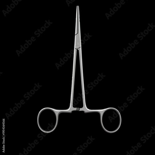 Surgical Forceps Medical Instrument Closeup View.