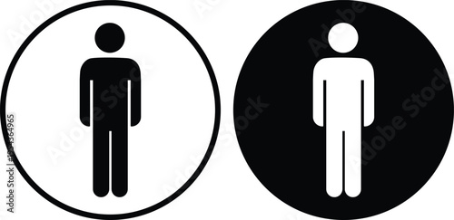 Black and white human in circles symbol