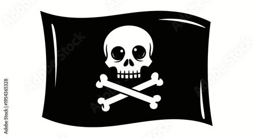 Pirate flag with skull symbol.