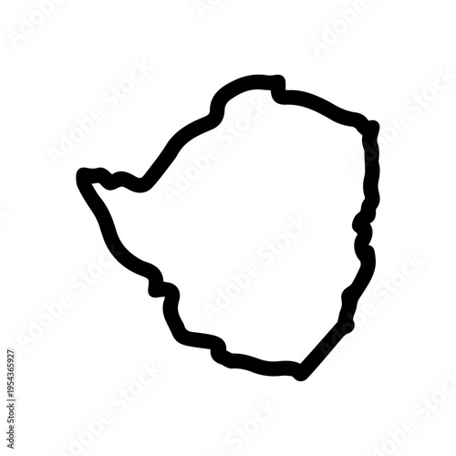  Zimbabwe - Solid Black Outline Border Map of Country Area