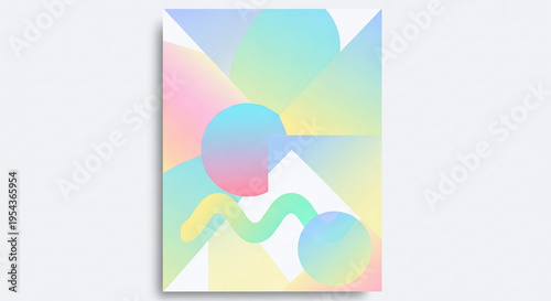 Wallpaper Mural Soft Pastel Gradient Geometric Shapes Abstract Background with Overlapping Elements and Vibrant Colors Torontodigital.ca