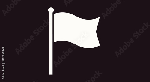 White flag on a pole waving.