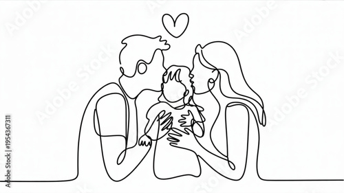 Loving family with a baby feeling happy and in love a tender moment with parents and child
