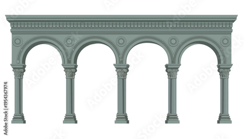 Architectural archway with columns and decorative details in a vector illustration
